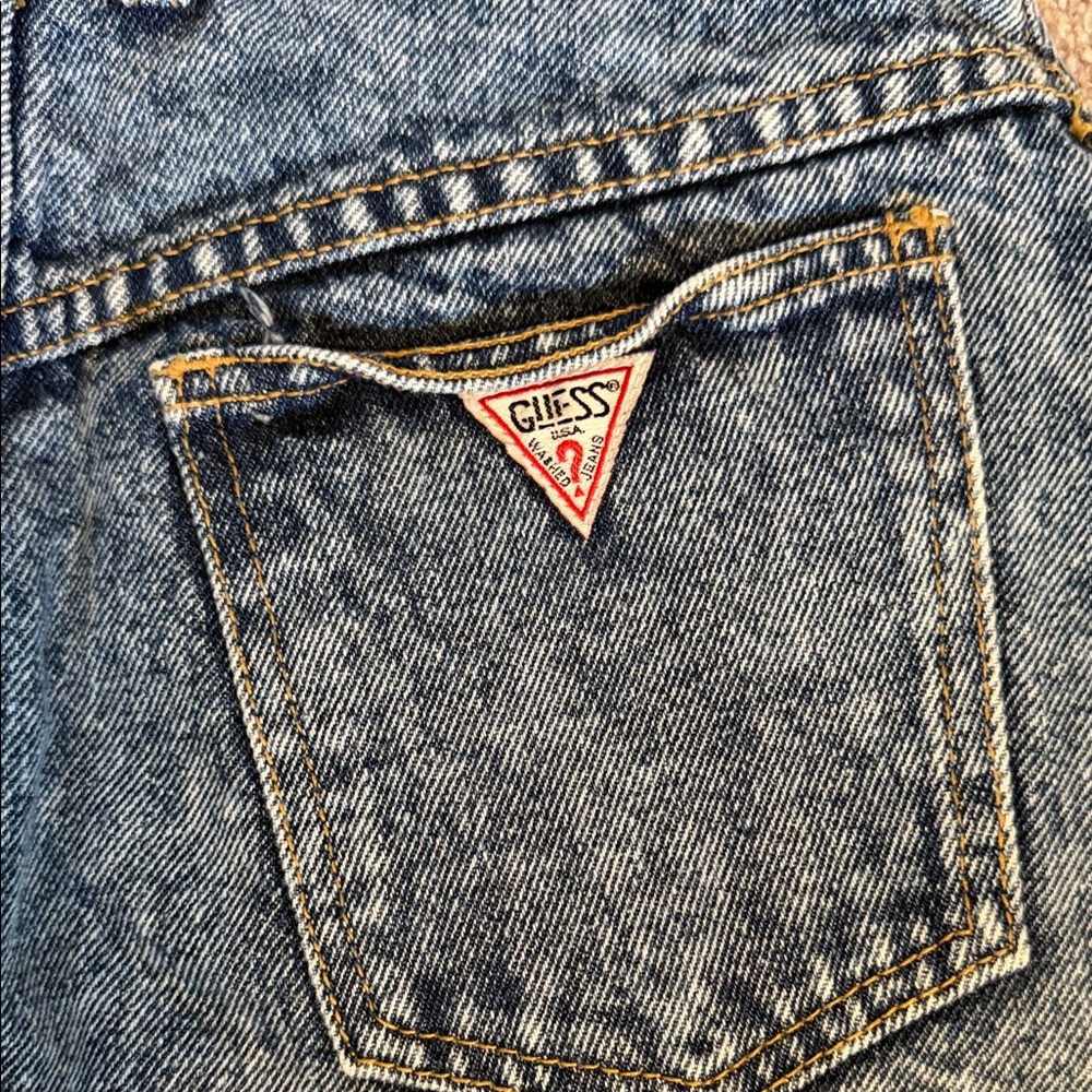 Vintage Georges Marciano for Guess Size 30 Washed Blue Jean Denim Cut Off Skirt - Picture 2 of 4